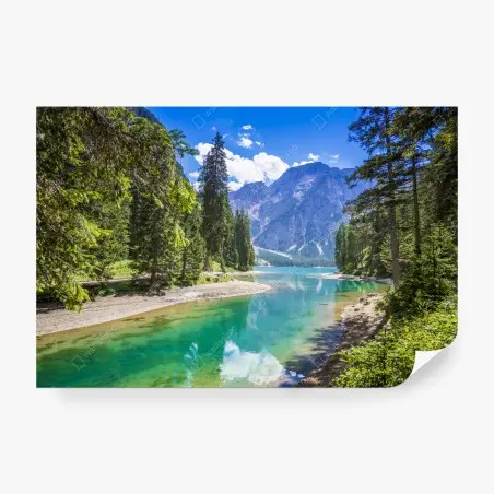 Papier peint reflet alpin au Lac de Braies – Wallnifity®