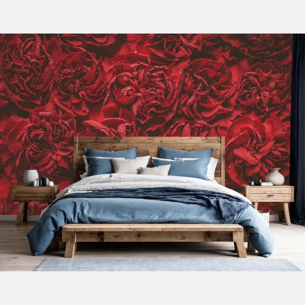 Papier peint œillets rouges rétro pour décoration intérieure – Wallnifity® Papier peint œillets rouges rétro pour décoration intérieure – Wallnifity®