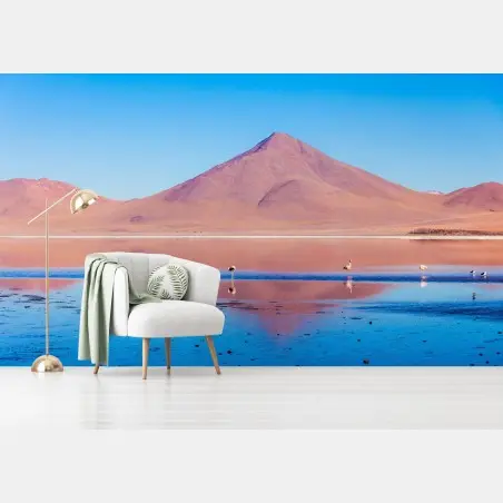 Papier peint flamants roses et reflets de Laguna Colorada – Wallnifity®