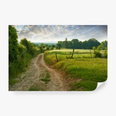 Papier peint sentier champêtre au lever du soleil – Wallnifity®