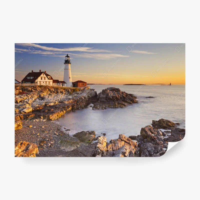 Papier peint phare de Portland au lever du soleil sur la côte – Wallnifity® Papier peint phare de Portland au lever du soleil sur la côte – Wallnifity®