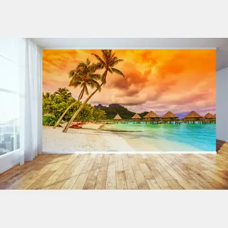 Papier peint plage paradisiaque à Bora Bora – Wallnifity®