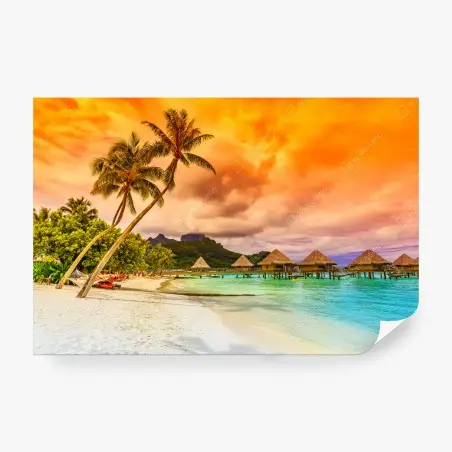 Papier peint plage paradisiaque à Bora Bora – Wallnifity®
