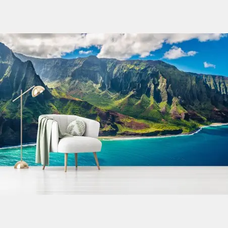 Papier peint panorama côtier de Na Pali, Kauai – Wallnifity®