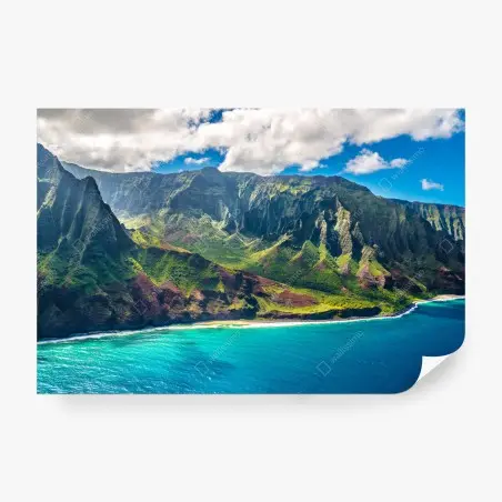 Papier peint panorama côtier de Na Pali, Kauai – Wallnifity®