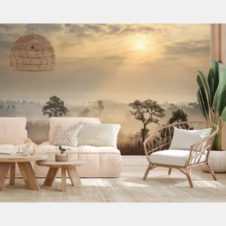 Papier peint brume dorée sur la savane de Thaïlande – Wallnifity®