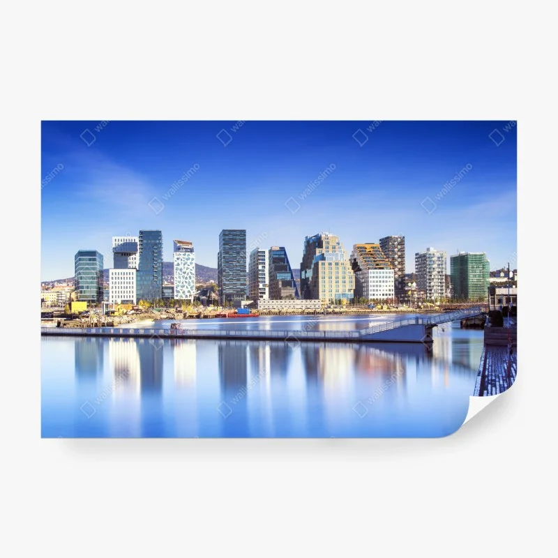 Papier peint horizon urbain moderne au bord de l'eau – Wallnifity® Papier peint horizon urbain moderne au bord de l'eau – Wallnifity®