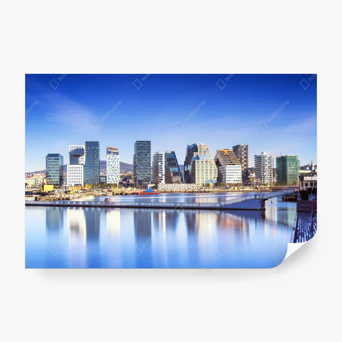 Papier peint horizon urbain moderne au bord de l'eau – Wallnifity® Papier peint horizon urbain moderne au bord de l'eau – Wallnifity®