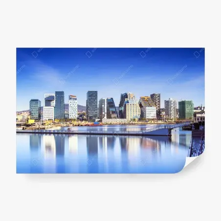 Papier peint horizon urbain moderne au bord de l'eau – Wallnifity®