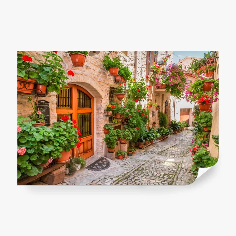 Papier peint ruelle fleurie de Toscane – Wallnifity® Papier peint ruelle fleurie de Toscane – Wallnifity®
