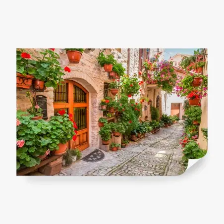 Papier peint ruelle fleurie de Toscane – Wallnifity®