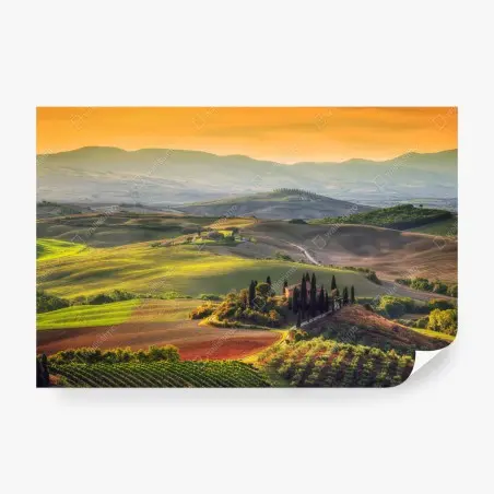 Papier peint collines ondulantes au coucher de soleil – Wallnifity®