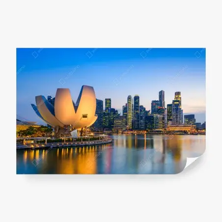 Papier peint panorama crépusculaire de Marina Bay, Singapour – Wallnifity®