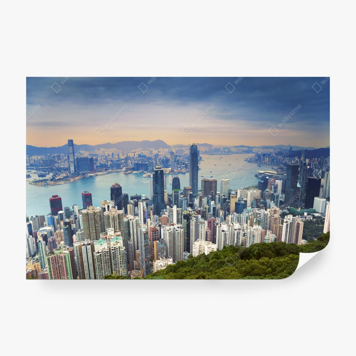 Papier peint panorama urbain de Hong Kong au crépuscule – Wallnifity® Papier peint panorama urbain de Hong Kong au crépuscule – Wallnifity®
