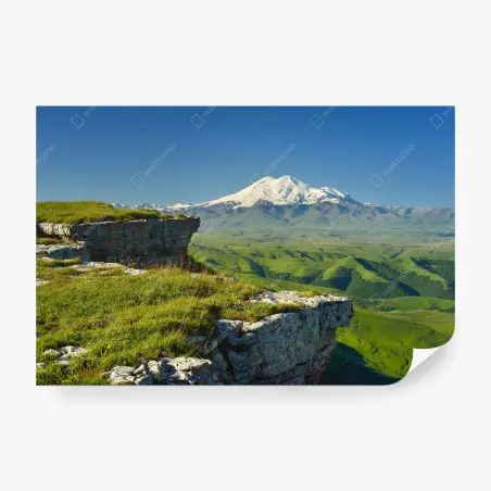 Papier peint panorama estival du Caucase avec Elbrus – Wallnifity®