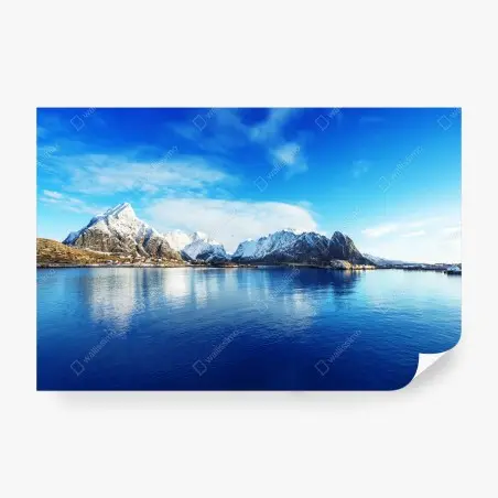 Papier peint panorama hivernal de Reine, îles Lofoten – Wallnifity®