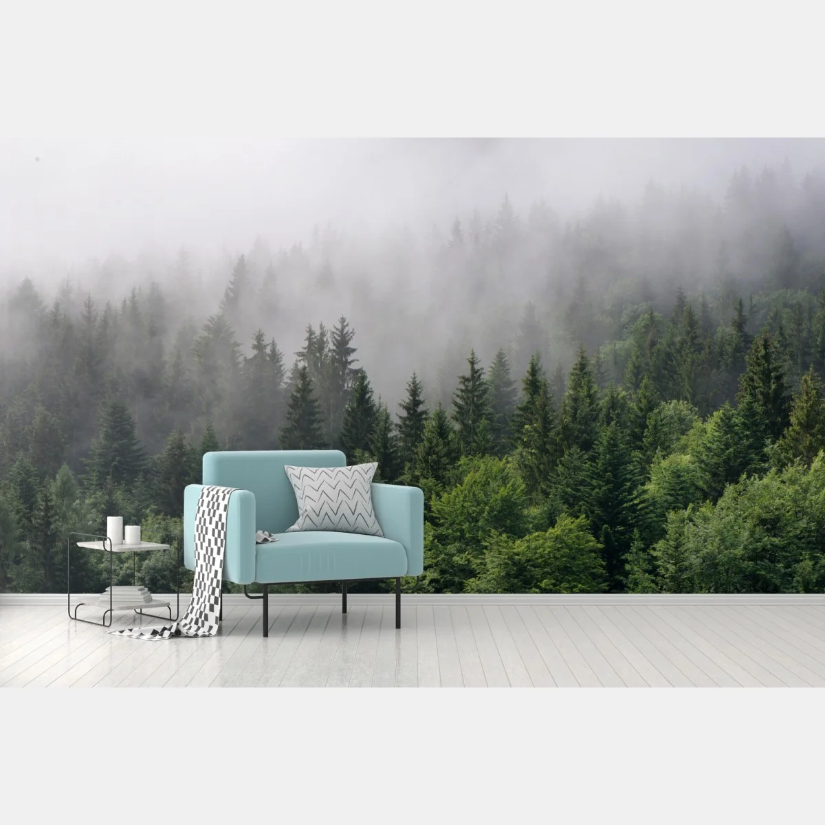 Papier peint brume mystérieuse sur la forêt de conifères – Wallnifity® Papier peint brume mystérieuse sur la forêt de conifères – Wallnifity®