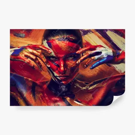 Papier peint visage peint en explosion de couleurs – Wallnifity®