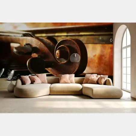 Papier peint volute de violon sur touches de piano, ambiance musicale vintage – Wallnifity®