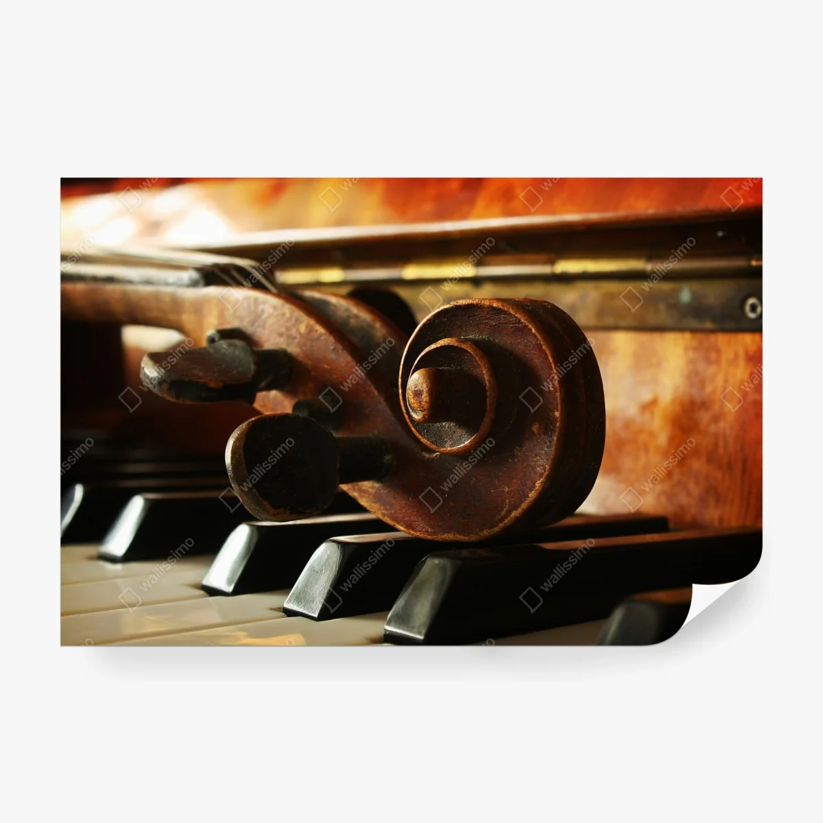 Papier peint volute de violon sur touches de piano, ambiance musicale vintage – Wallnifity® Papier peint volute de violon sur touches de piano, ambiance musicale vintage – Wallnifity®