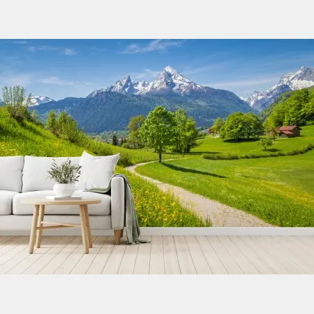 Papier peint paysage des Alpes au printemps – Wallnifity®