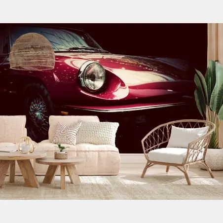 Papier peint détail élégant d'une voiture classique rouge – Wallnifity®