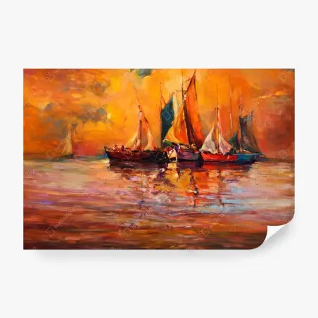 Papier peint voiles au crépuscule doré – Wallnifity®