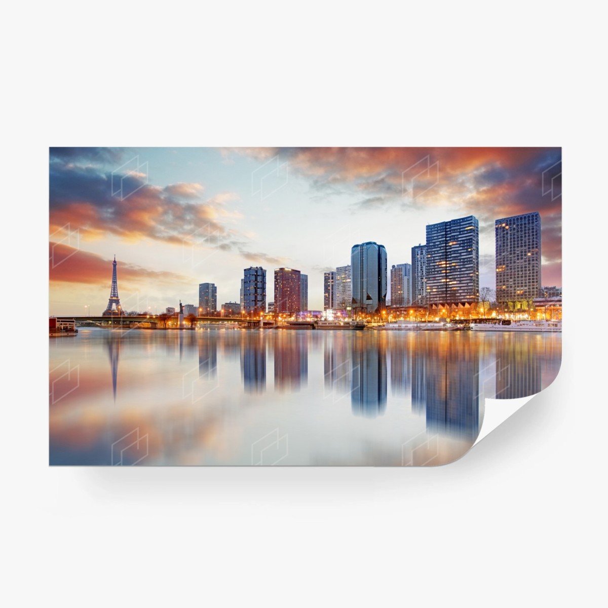 Papier peint crépuscule sur la ligne d'horizon de Paris – Wallnifity®