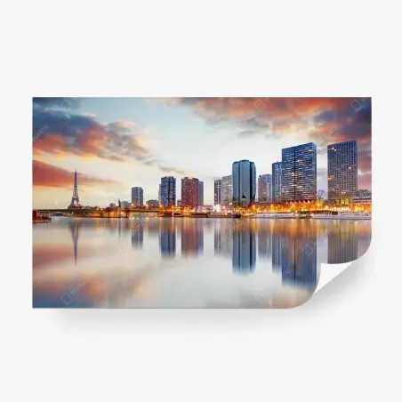 Papier peint crépuscule sur la ligne d'horizon de Paris – Wallnifity®