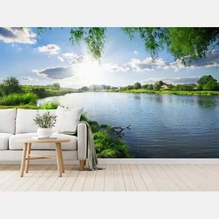Papier peint bords de rivière ensoleillés – Wallnifity®