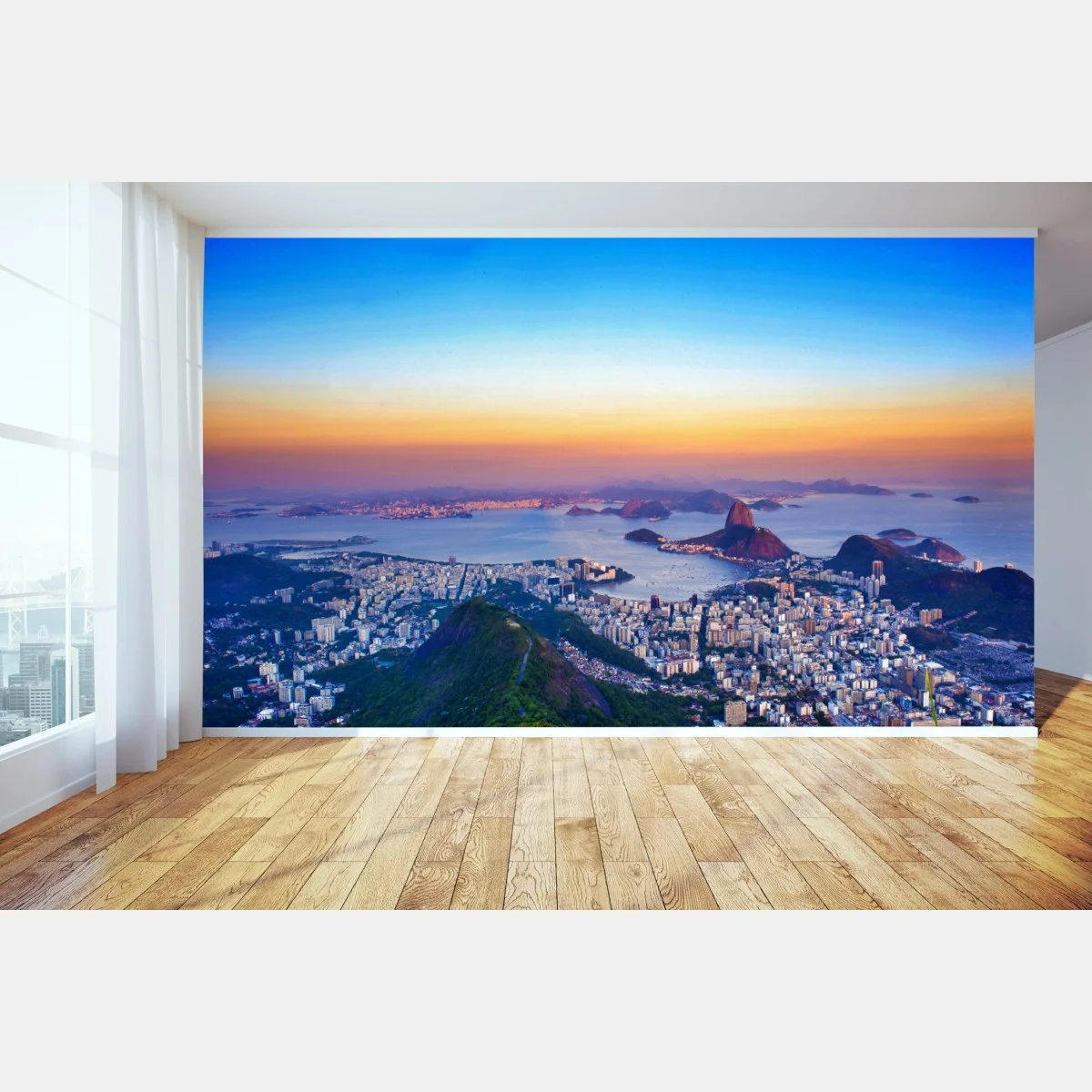 Papier peint panorama coloré de Rio de Janeiro au coucher du soleil – Wallnifity® Papier peint panorama coloré de Rio de Janeiro au coucher du soleil – Wallnifity®