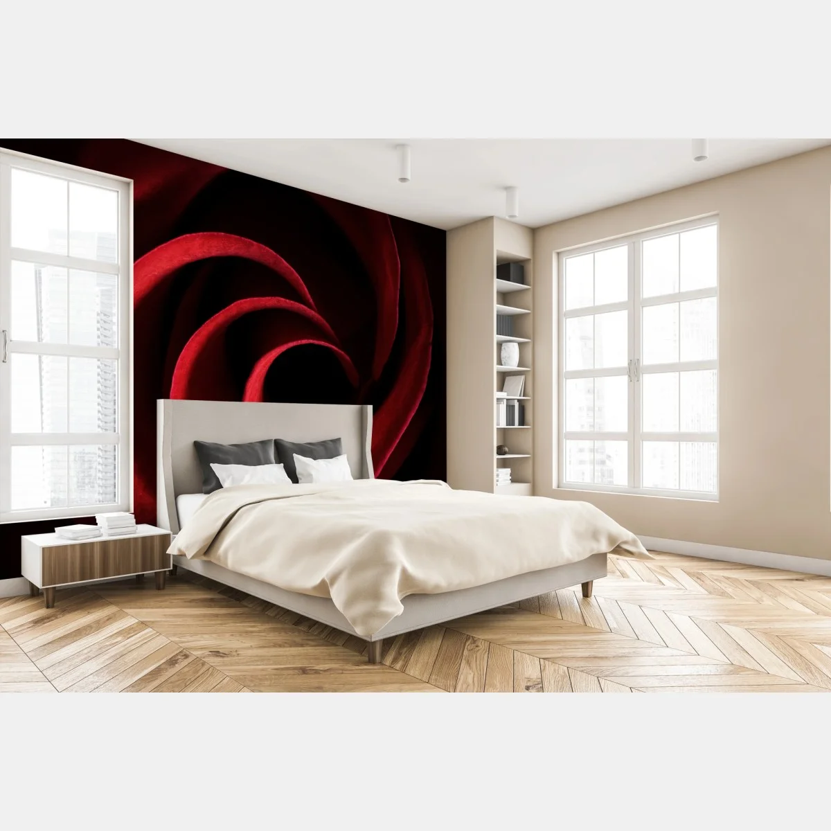 Papier peint spirale de pétales de rose rouge – Wallnifity® Papier peint spirale de pétales de rose rouge – Wallnifity®