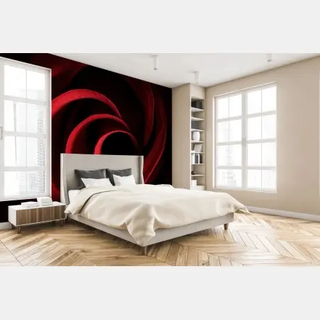 Papier peint spirale de pétales de rose rouge – Wallnifity®
