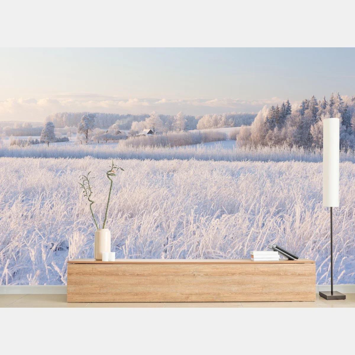 Papier peint paysage hivernal givré au lever du soleil – Wallnifity® Papier peint paysage hivernal givré au lever du soleil – Wallnifity®