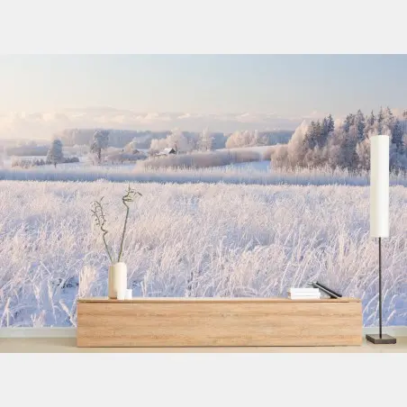 Papier peint paysage hivernal givré au lever du soleil – Wallnifity®