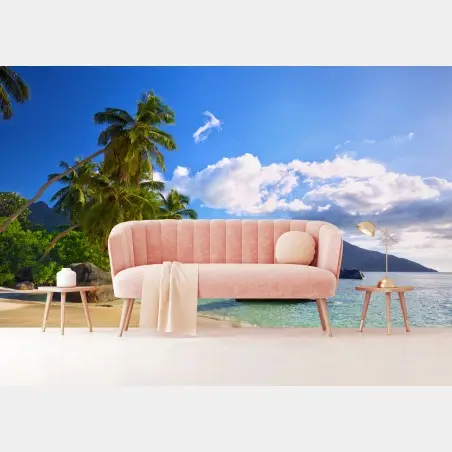 Papier peint plage paradisiaque de Mahé, Seychelles – Wallnifity®
