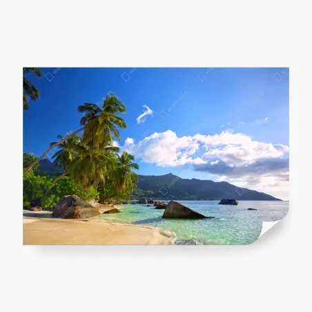 Papier peint plage paradisiaque de Mahé, Seychelles – Wallnifity®
