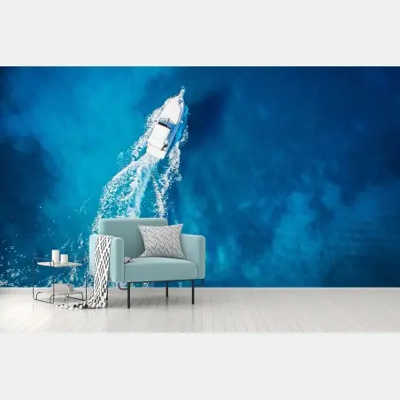 Papier peint évasion en yacht sur eaux turquoises – Wallnifity®