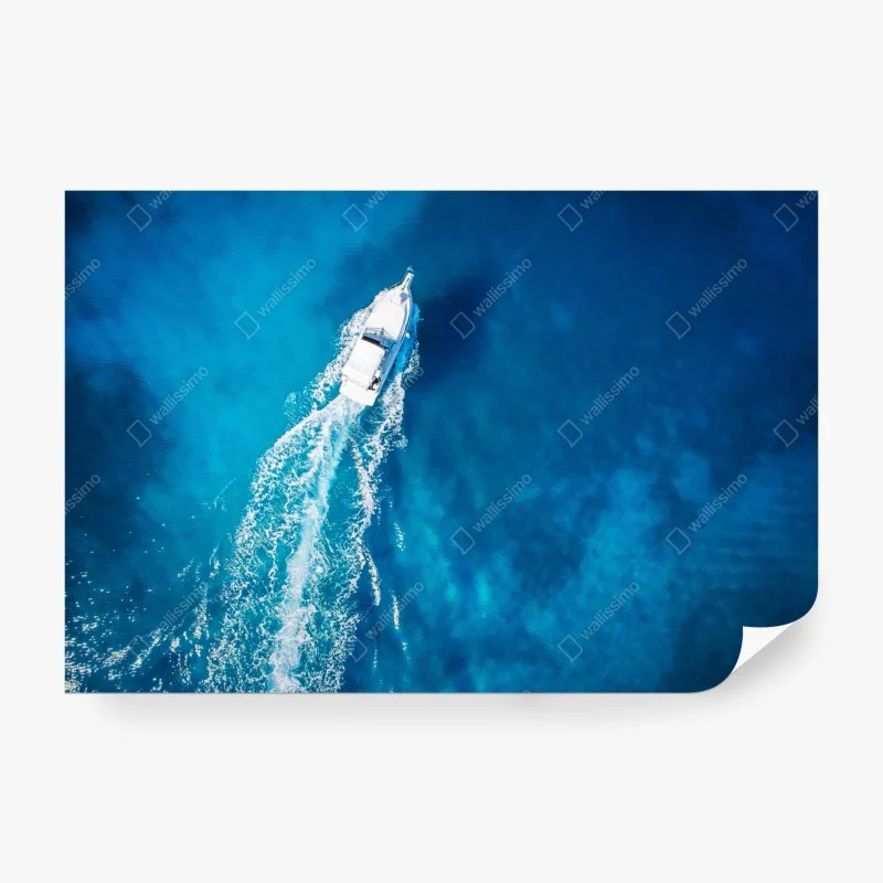 Papier peint évasion en yacht sur eaux turquoises – Wallnifity® Papier peint évasion en yacht sur eaux turquoises – Wallnifity®