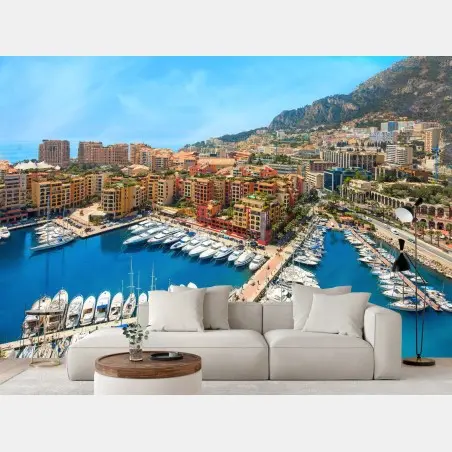 Papier peint vue aérienne du port de Monaco – Wallnifity®