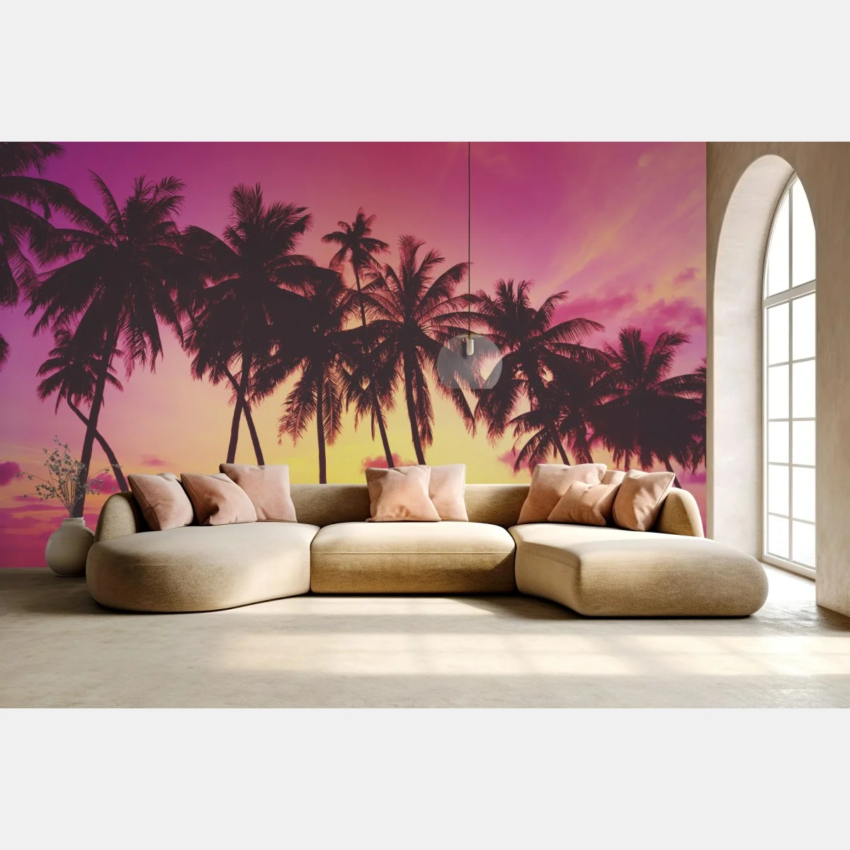 Papier peint coucher de soleil tropical rétro – Wallnifity® Papier peint coucher de soleil tropical rétro – Wallnifity®