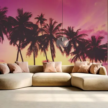 Papier peint coucher de soleil tropical rétro – Wallnifity®