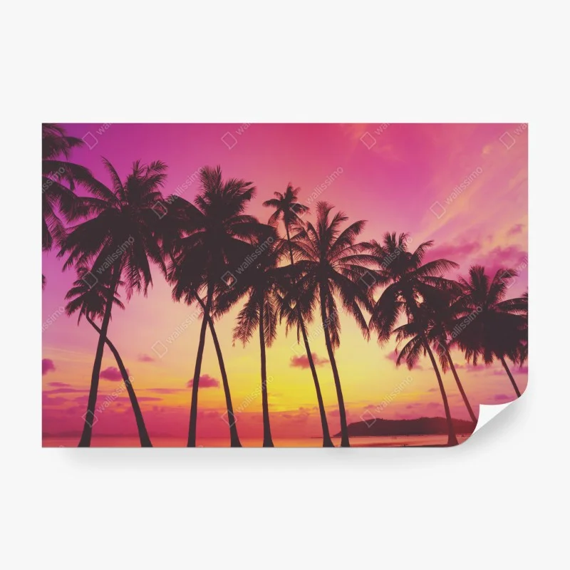 Papier peint coucher de soleil tropical rétro – Wallnifity® Papier peint coucher de soleil tropical rétro – Wallnifity®