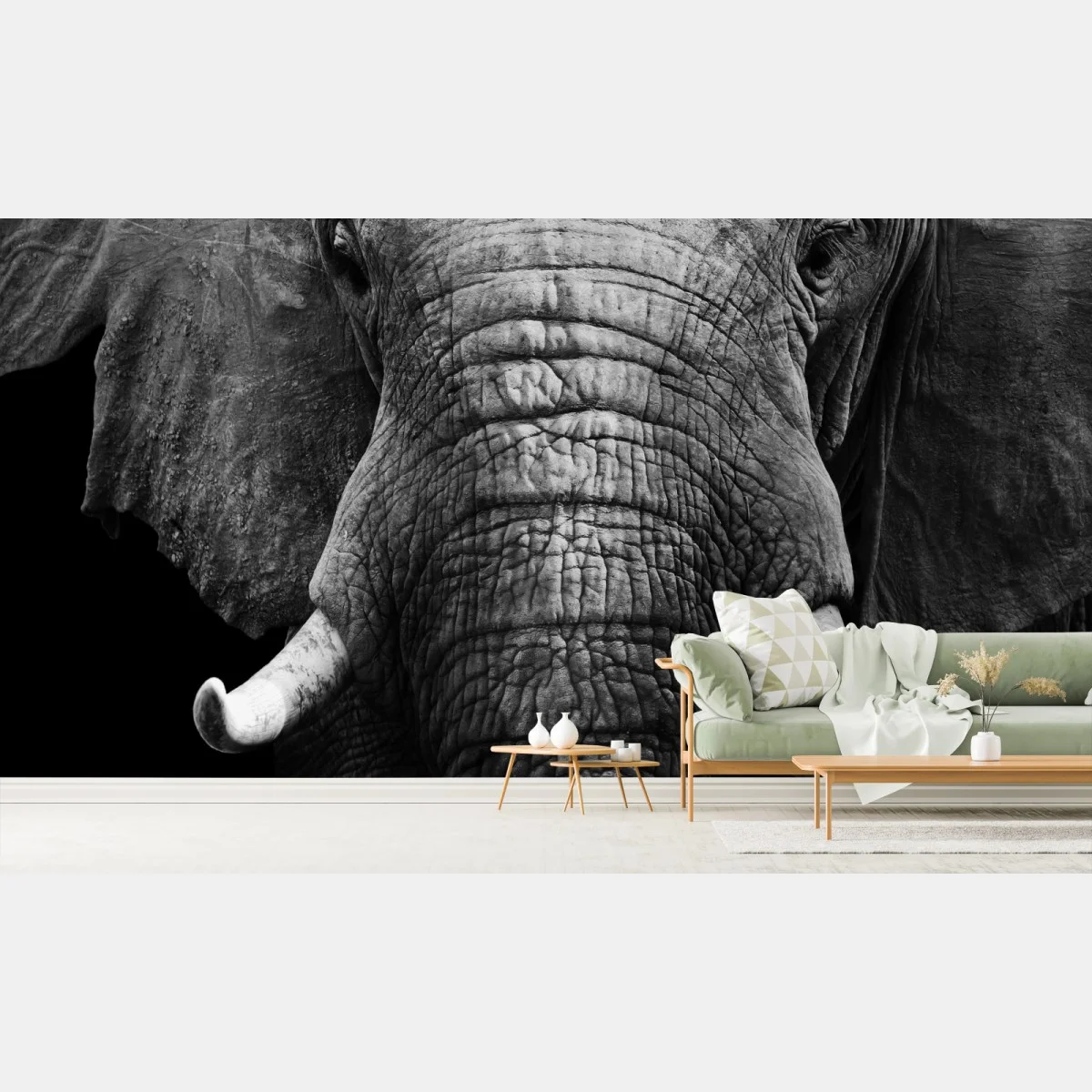 Papier peint portrait d'éléphant en noir et blanc – Wallnifity® Papier peint portrait d'éléphant en noir et blanc – Wallnifity®