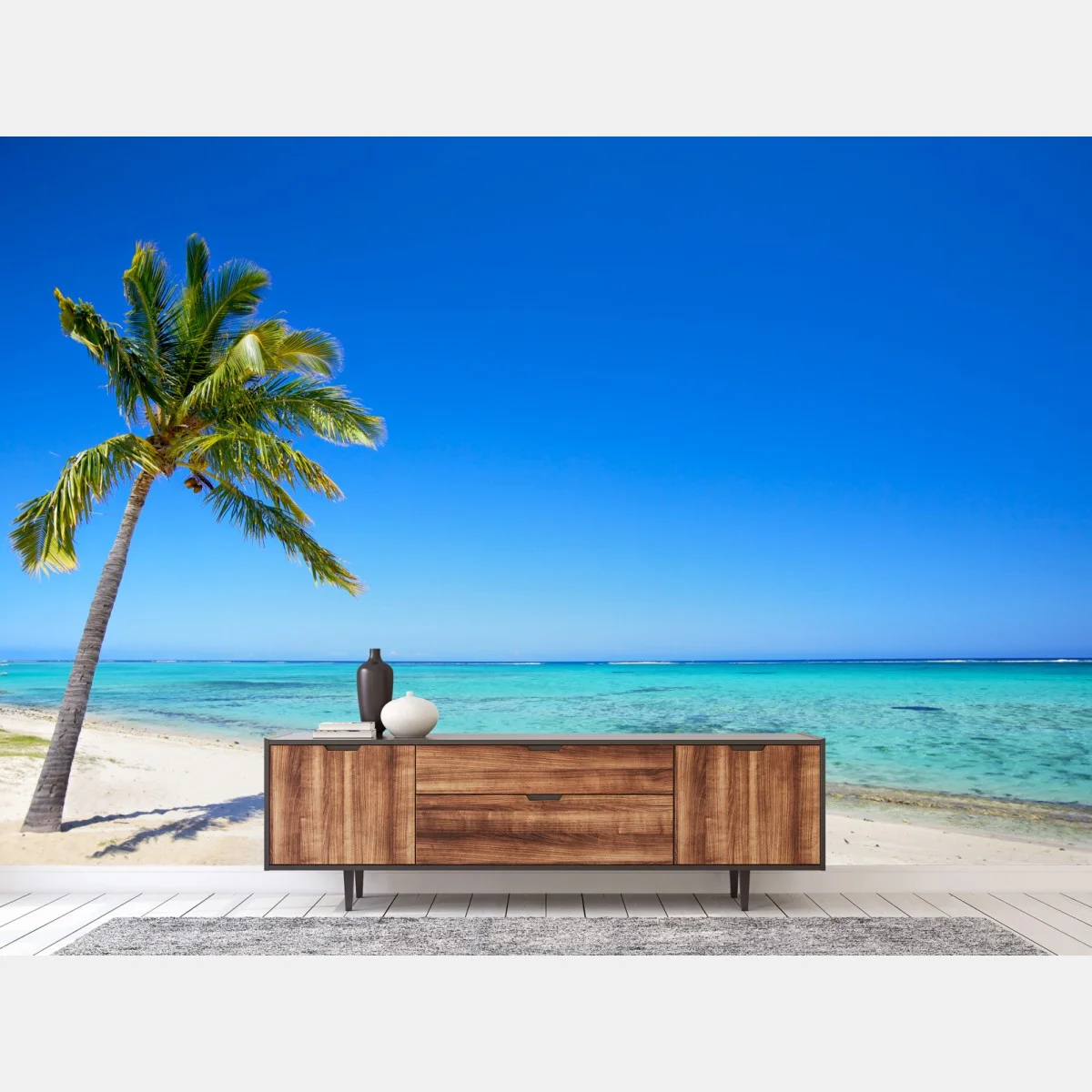 Papier peint palmier solitaire sur plage paradisiaque – Wallnifity® Papier peint palmier solitaire sur plage paradisiaque – Wallnifity®