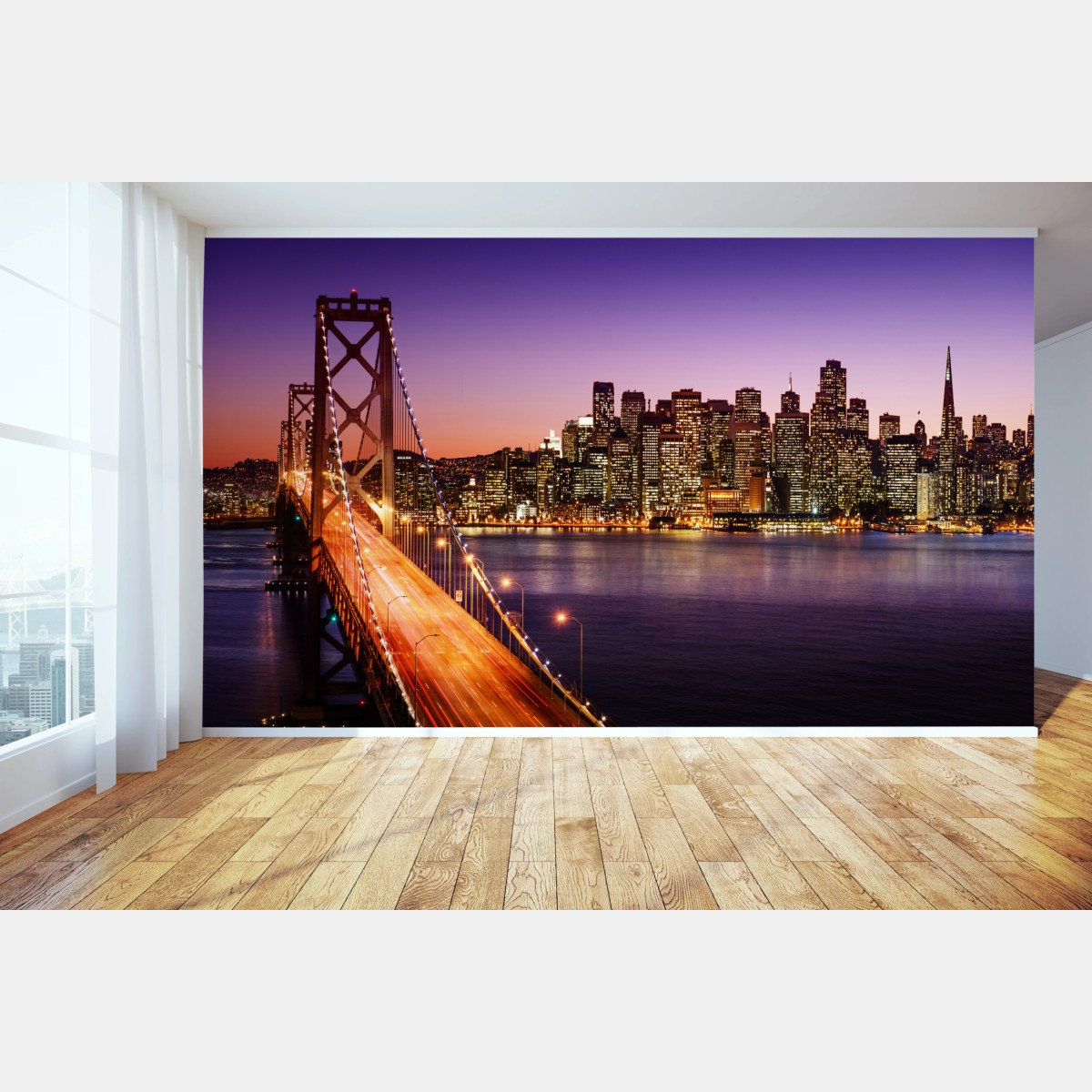 Papier peint coucher de soleil sur San Francisco et son pont emblématique – Wallnifity®