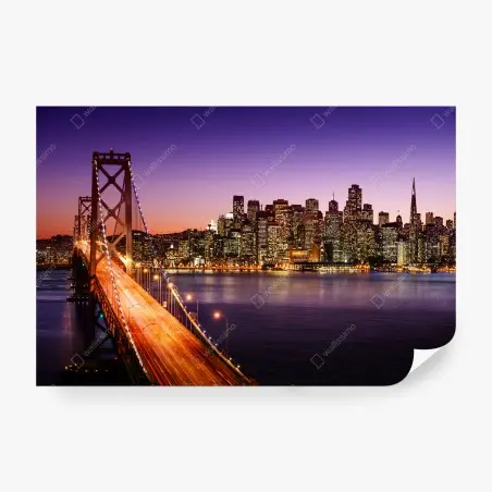 Papier peint coucher de soleil sur San Francisco et son pont emblématique – Wallnifity®
