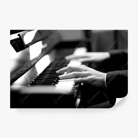 Papier peint mains au piano — instant d'élégance musicale – Wallnifity®