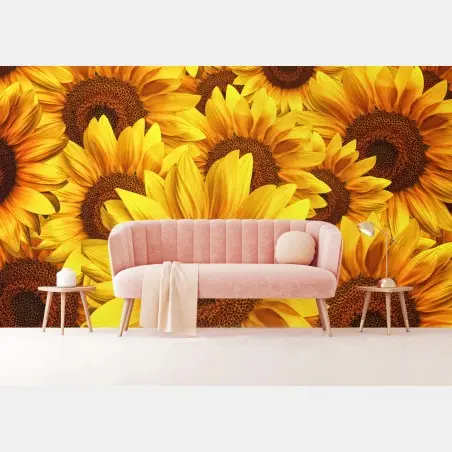 Papier peint mosaïque de tournesols éclatants – Wallnifity®