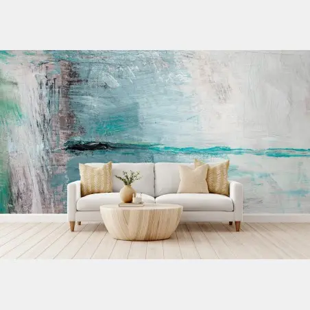 Papier peint horizon turquoise abstrait – Wallnifity®